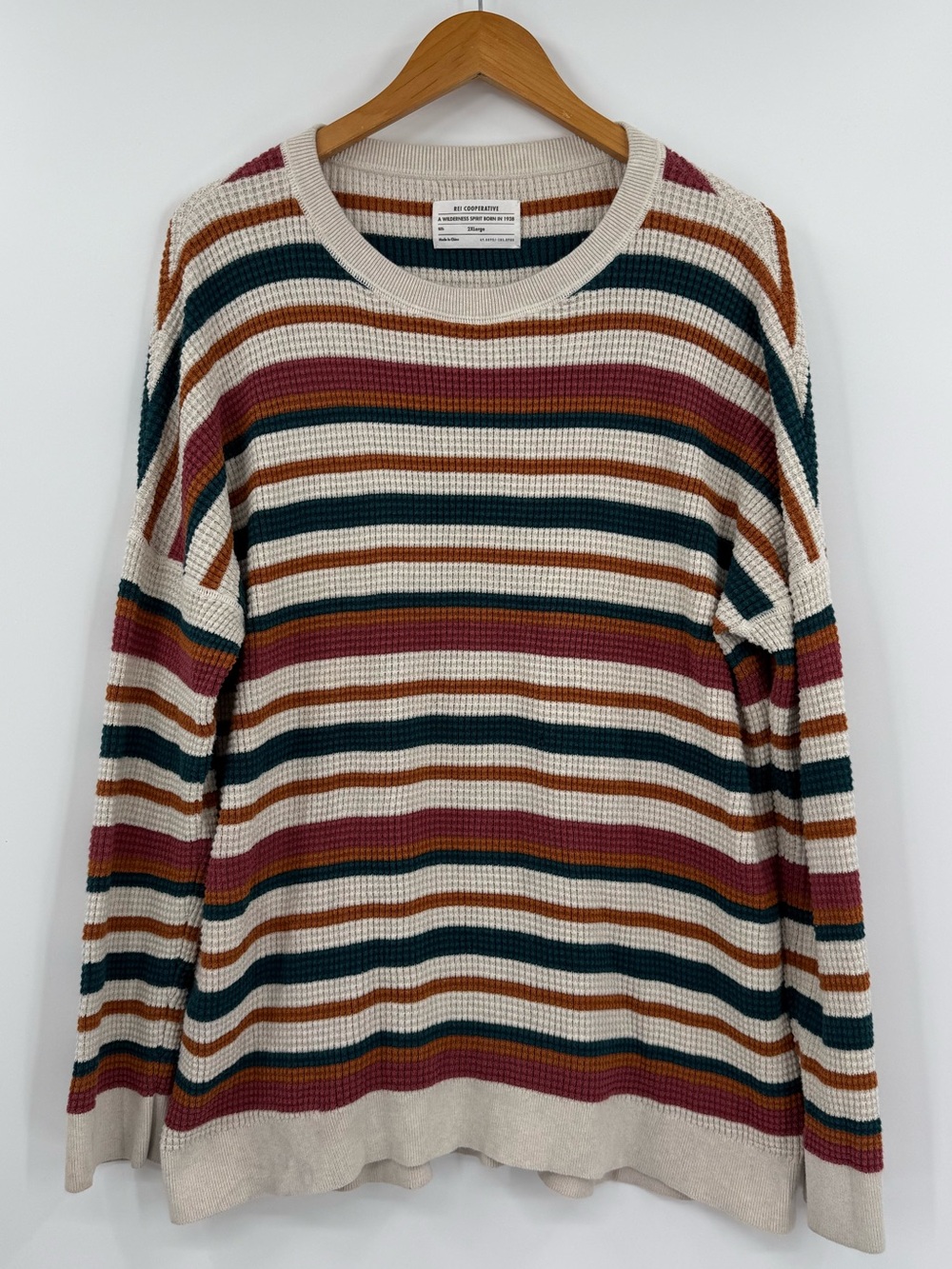 REI Co-op Wallace Lake Waffle Crewneck Sweater | Multi Stripe | 2XL